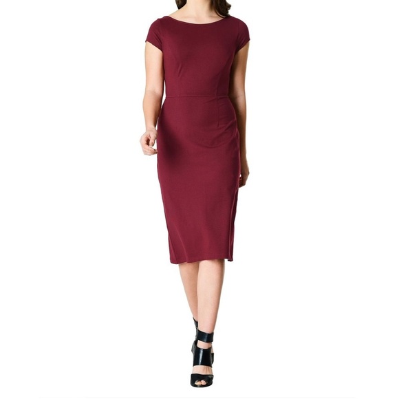 maroon pencil dress